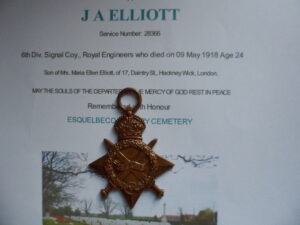 1915 STAR R.ENGINEERS ELLIOT. DOW 1918 FROM HACKNEY LONDON